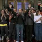 Nate Bargatze celebrates Vanderbilt's win over Alabama during Saturday Night Live.